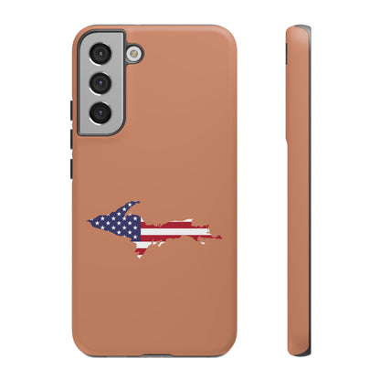 Michigan Upper Peninsula Tough Phone Case (Copper Color w/ UP USA Flag Outline) | Samsung & Pixel Android