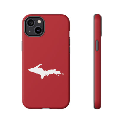 Michigan Upper Peninsula Tough Phone Case (Thimbleberry Red w/ UP Outline) | Apple iPhone