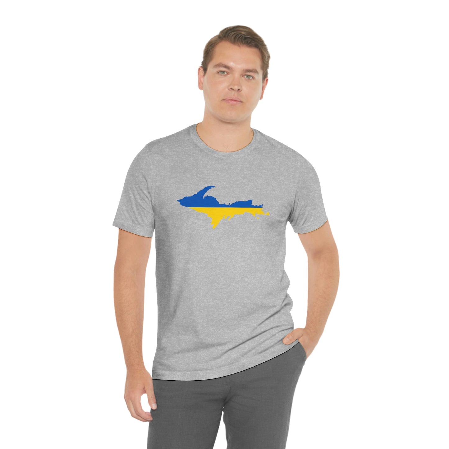 Michigan Upper Peninsula T-Shirt (w/ UP Ukraine Flag Outline) | Unisex Standard Fit