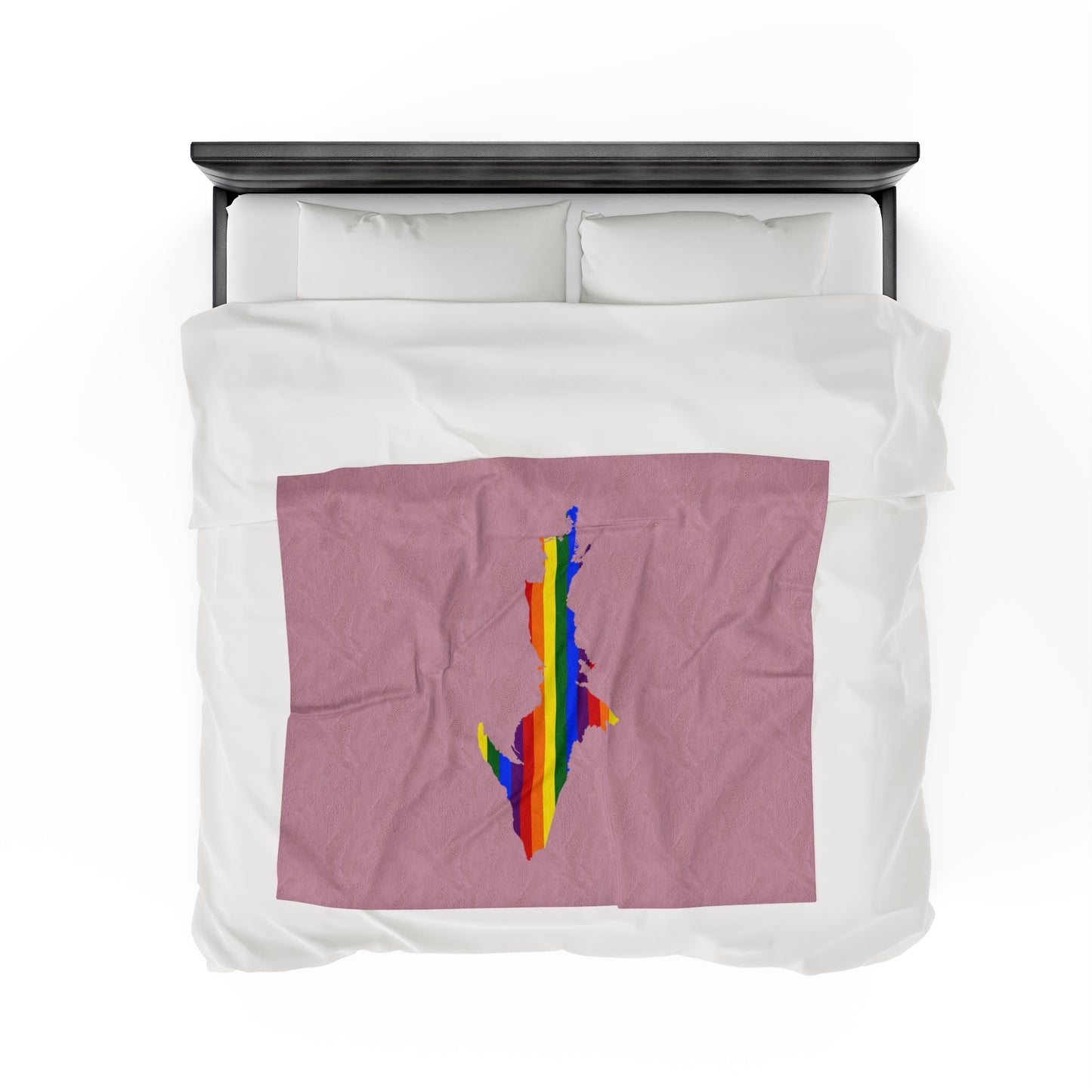 Michigan Upper Peninsula Plush Blanket (w/ UP Pride Flag Outline) | Pink