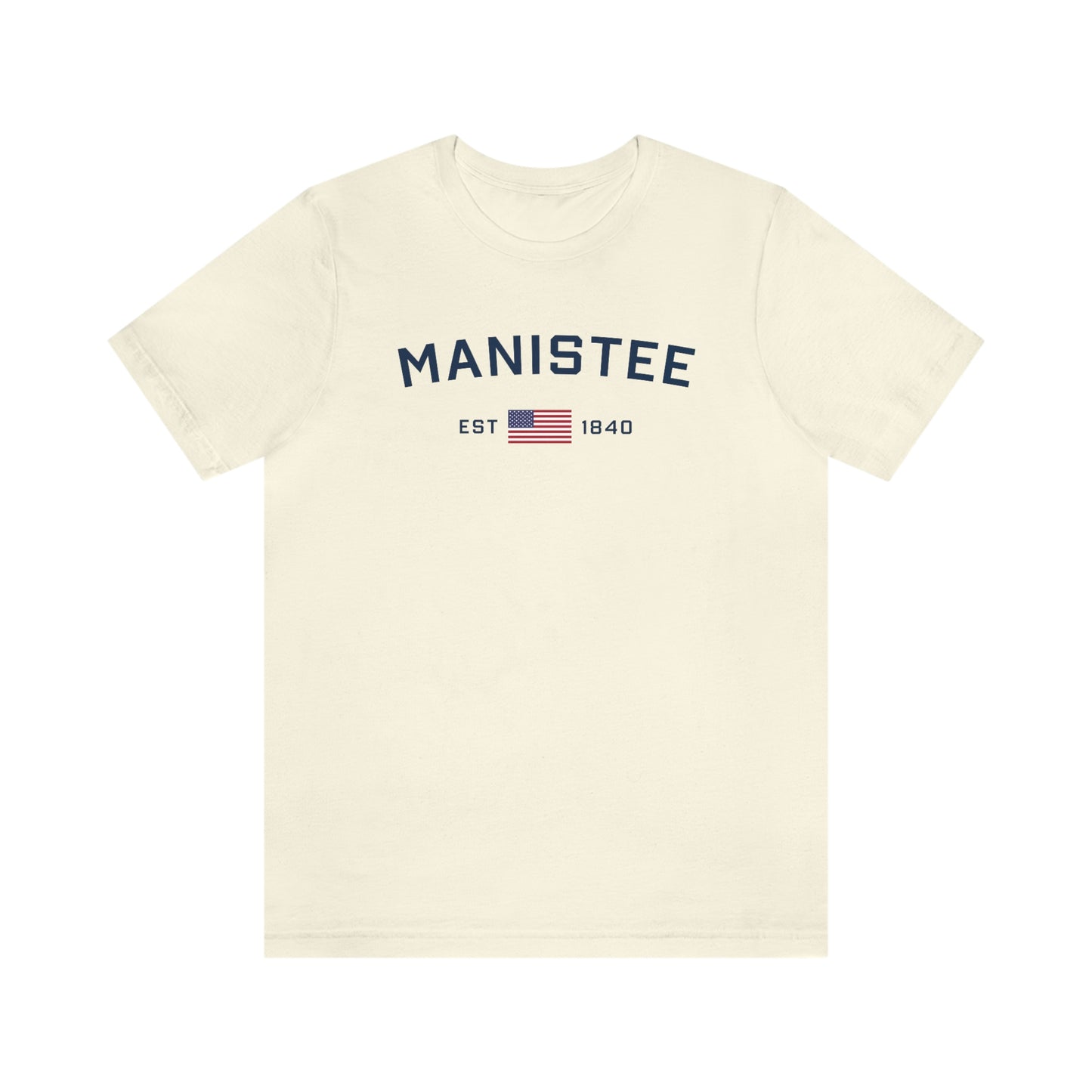 'Manistee EST 1840' T-Shirt (w/USA Flag Outline) | Unisex Standard Fit