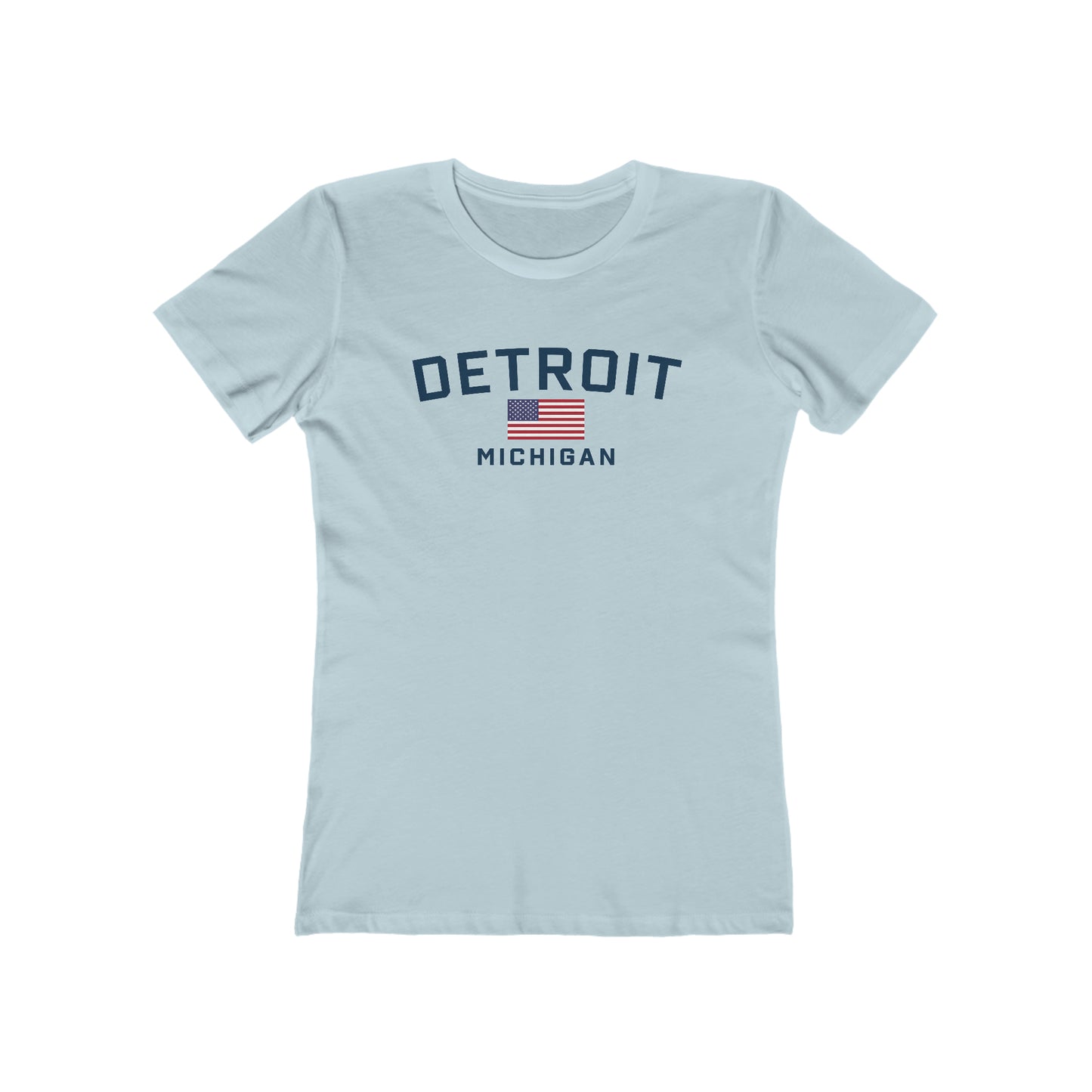 'Detroit Michigan' T-Shirt (w/USA Flag Outline) | Women's Boyfriend Cut