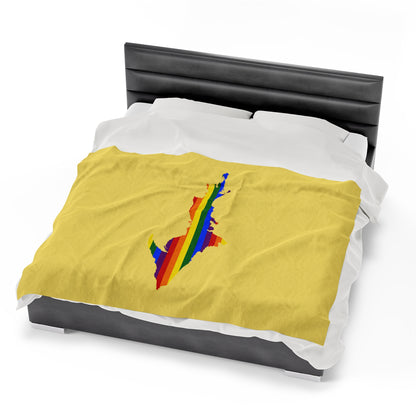 Michigan Upper Peninsula Plush Blanket (w/ UP Pride Flag Outline) | Yellow Cherry