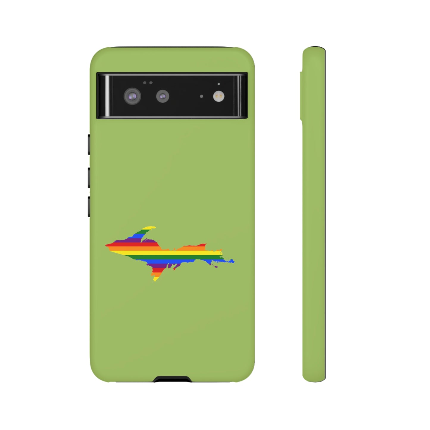 Michigan Upper Peninsula Tough Phone Case (Gooseberry Green w/ UP Pride Flag Outline) | Samsung & Pixel Android