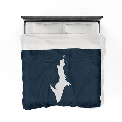 Michigan Upper Peninsula Plush Blanket (w/ UP Outline) | '37 Caddie Blue