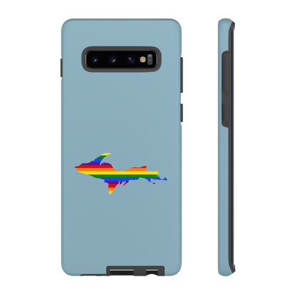 Michigan Upper Peninsula Tough Phone Case (Opal Blue w/ UP Pride Flag Outline) | Samsung & Pixel Android