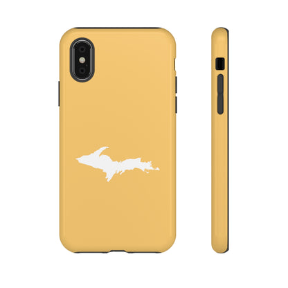 Michigan Upper Peninsula Tough Phone Case (Citrine Color w/ UP Outline) | Apple iPhone