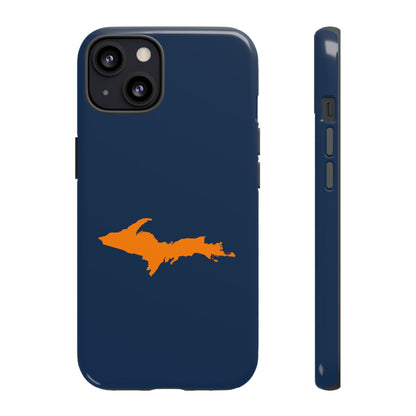 Michigan Upper Peninsula Tough Phone Case (Navy w/ Orange UP Outline) | Apple iPhone