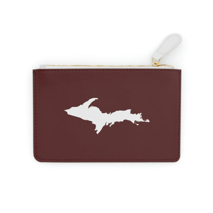 Michigan Upper Peninsula Mini Clutch Bag (Cherrywood Color w/ UP Outline)