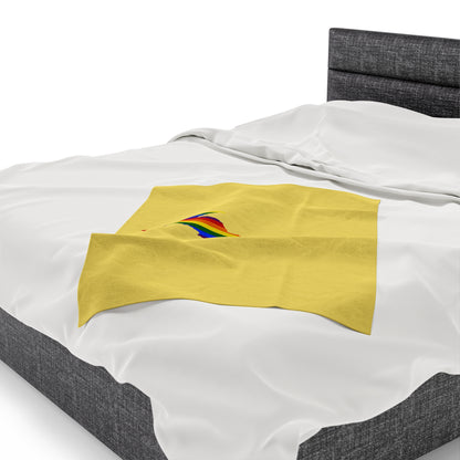 Michigan Upper Peninsula Plush Blanket (w/ UP Pride Flag Outline) | Yellow Cherry