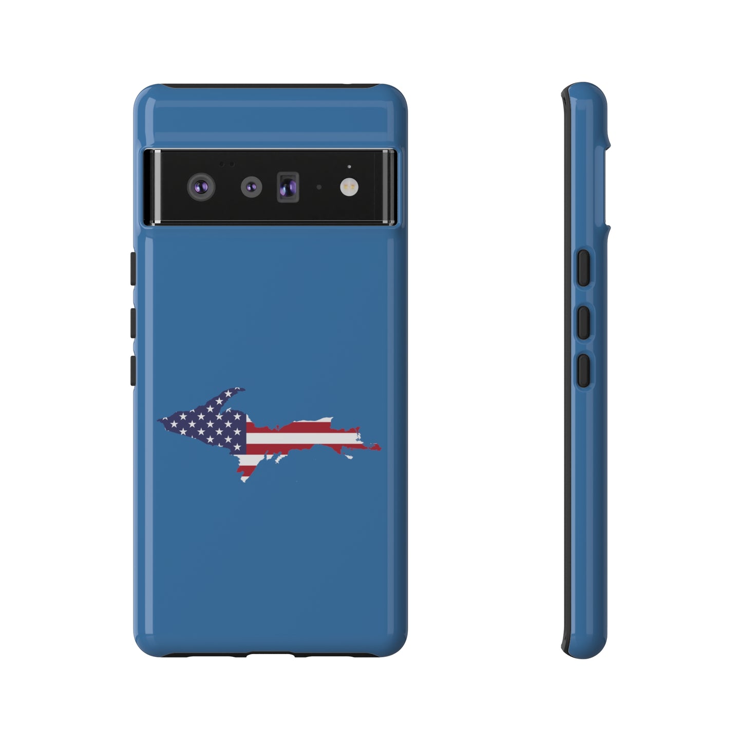 Michigan Upper Peninsula Tough Phone Case (Lake Superior Blue w/ UP USA Flag Outline) | Samsung & Pixel Android