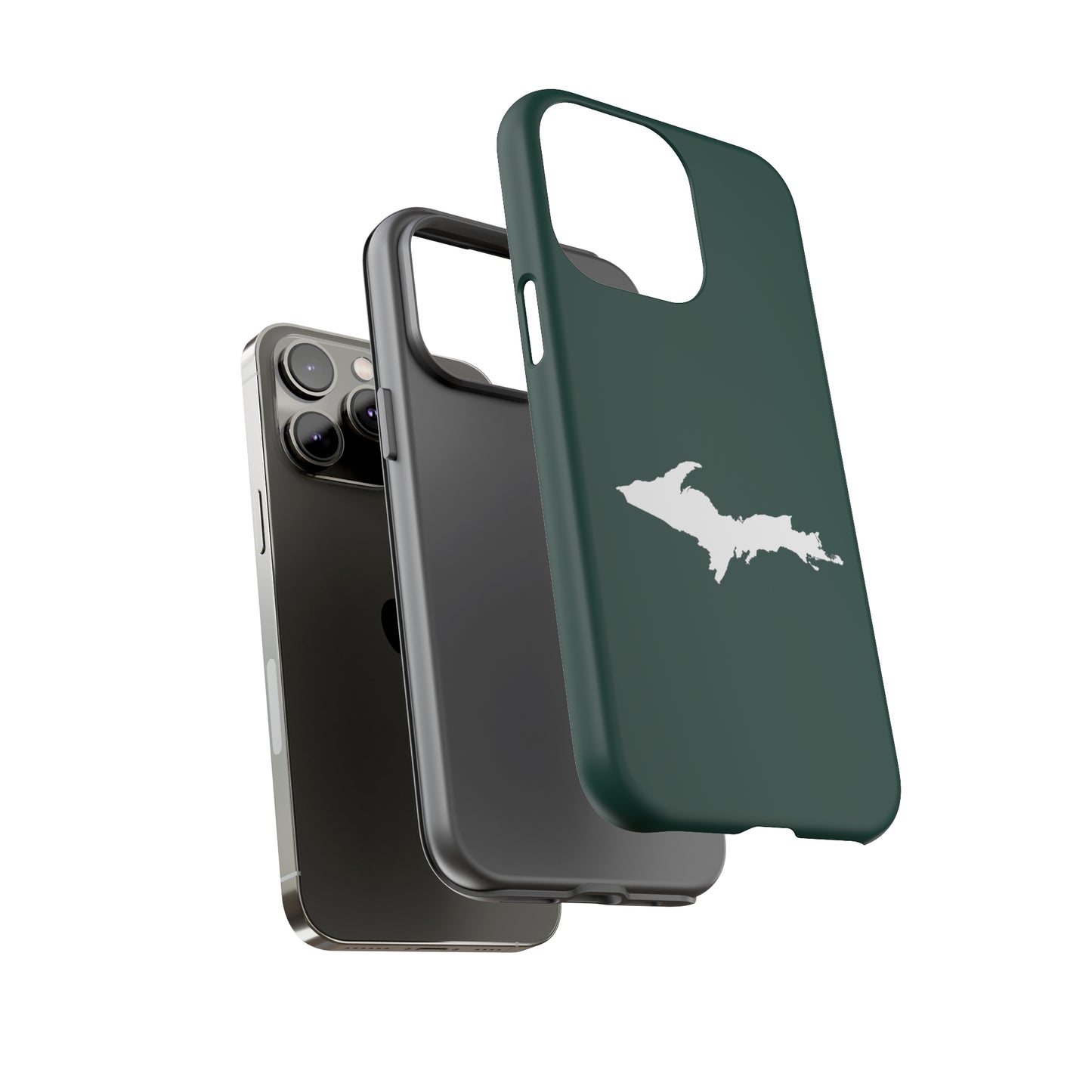 Michigan Upper Peninsula Tough Phone Case (Green w/ UP Outline) | Apple iPhone