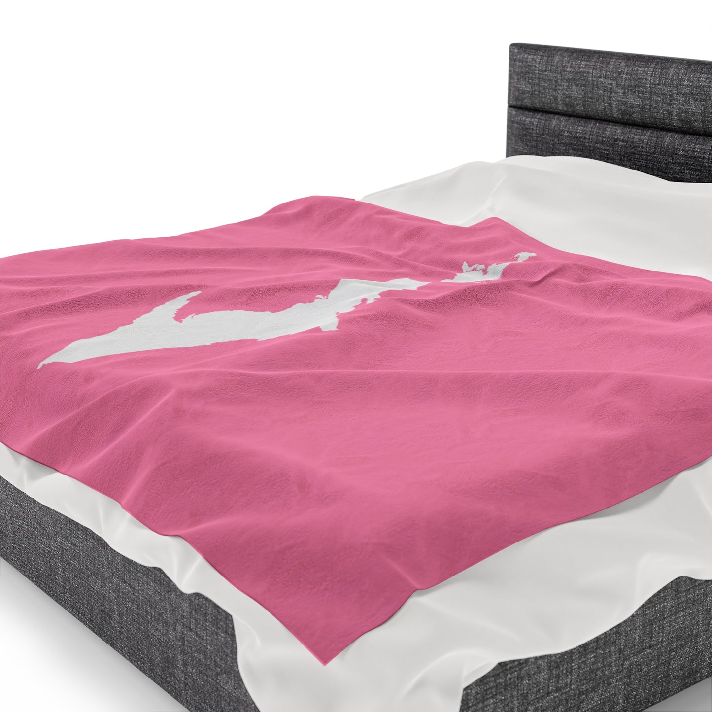 Michigan Upper Peninsula Plush Blanket (w/ UP Outline) | '67 Caddie Pink