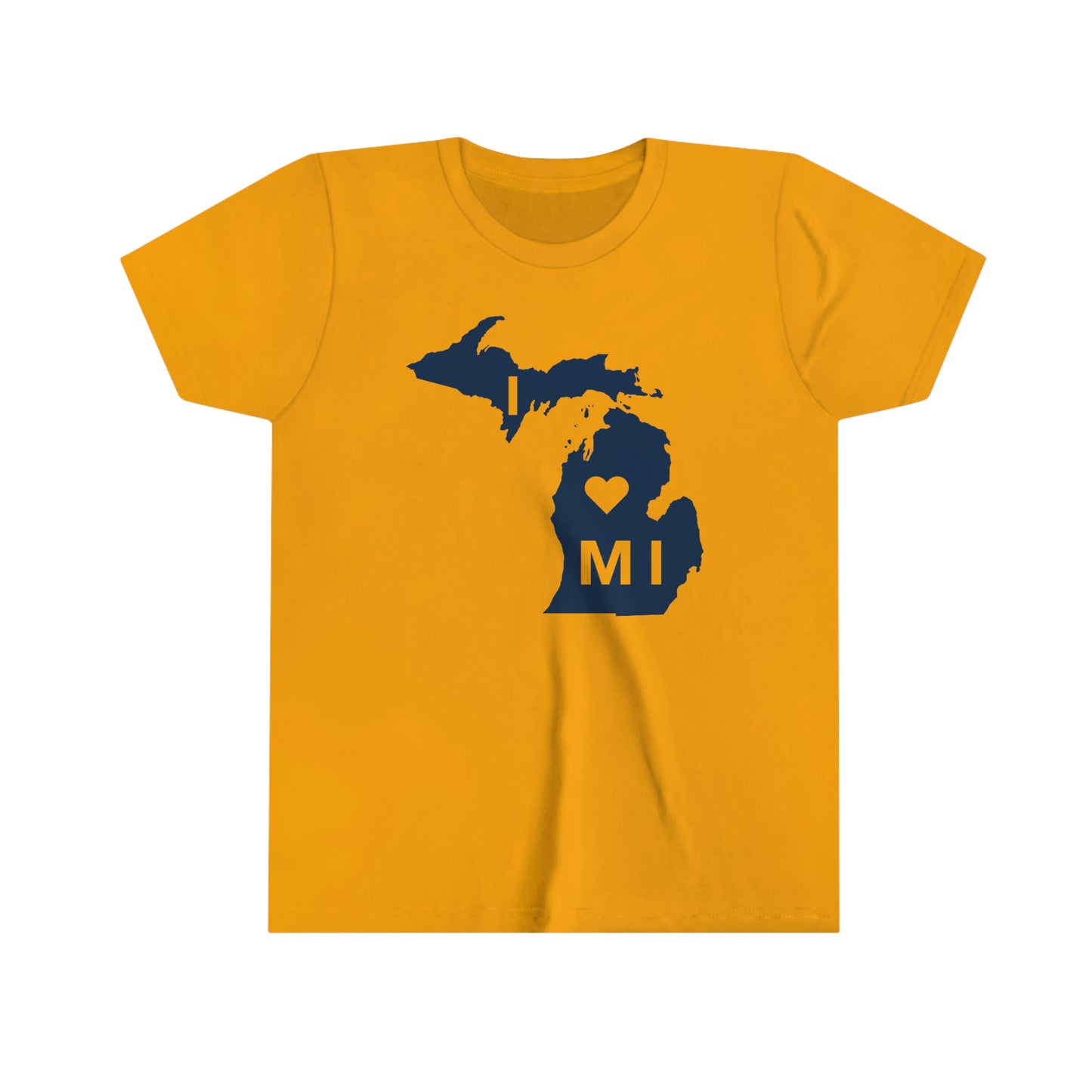 Michigan 'I ♡ MI' T-Shirt (Full Body Outline) | Youth Short Sleeve