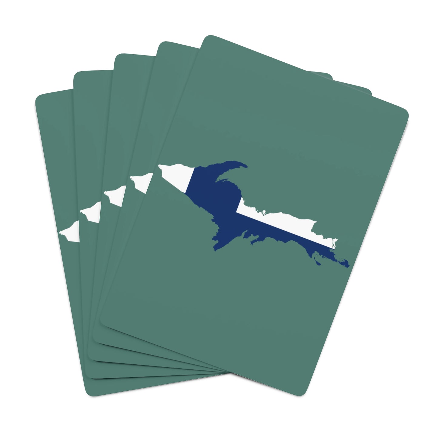 Michigan Upper Peninsula Poker Cards (Copper Green w/ UP Finland Flag Outline)