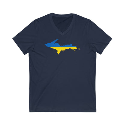 Michigan Upper Peninsula T-Shirt (w/ UP Ukraine Flag Outline) | Unisex V-Neck