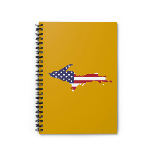 Michigan Upper Peninsula Spiral Notebook (w/ UP USA Flag Outline) | Gold