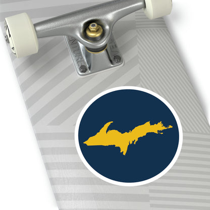 Michigan Upper Peninsula Round Stickers (Navy w/ Gold UP Outline) | Indoor\Outdoor