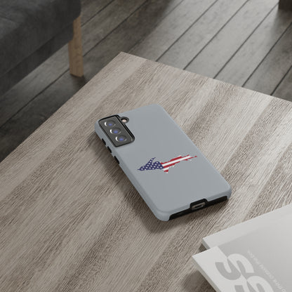 Michigan Upper Peninsula Tough Phone Case (Silver w/ UP USA Flag Outline) | Samsung & Pixel Android