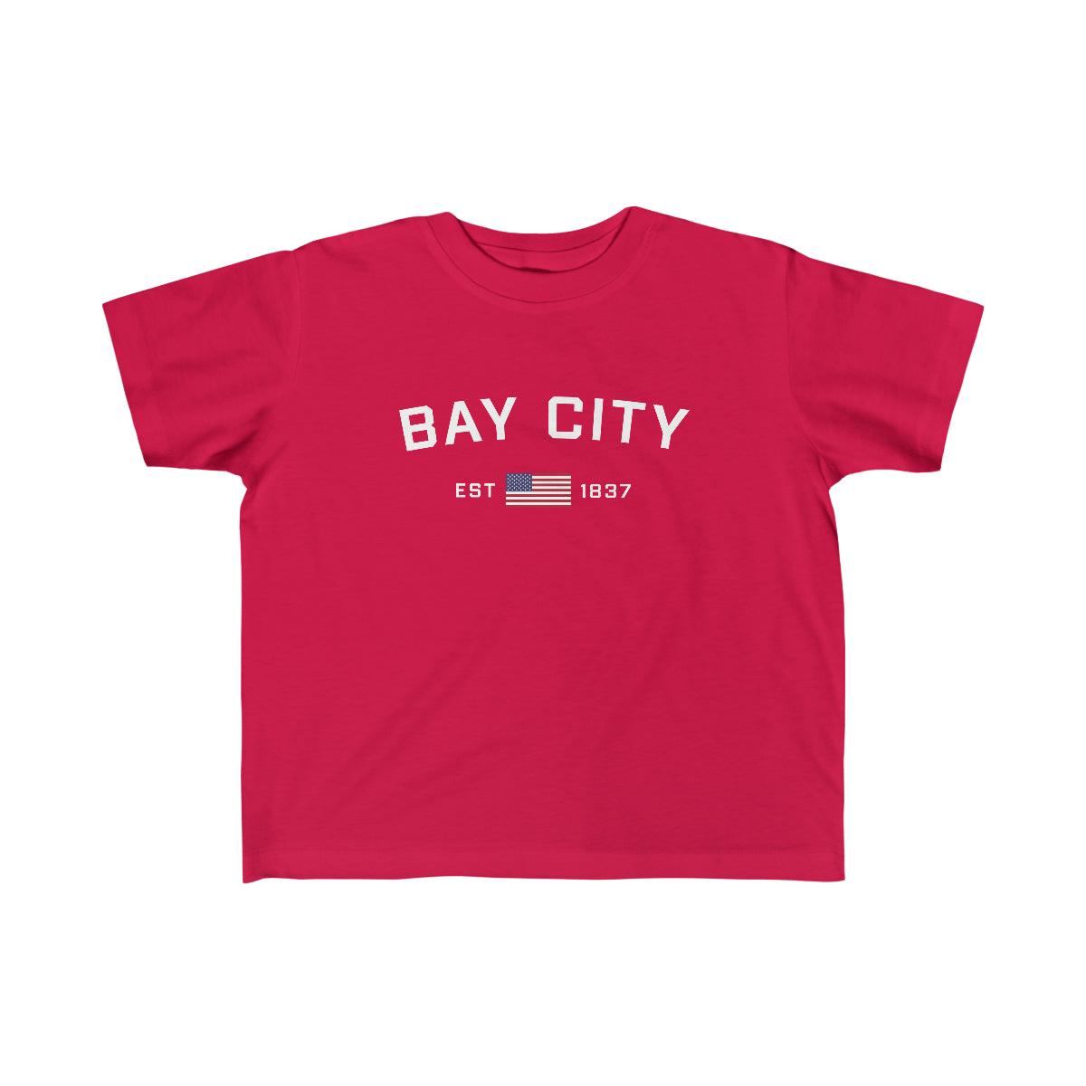 'Bay City EST 1837 ' T-Shirt  (w/USA Flag Font) | Toddler Short Sleeve - Circumspice Michigan