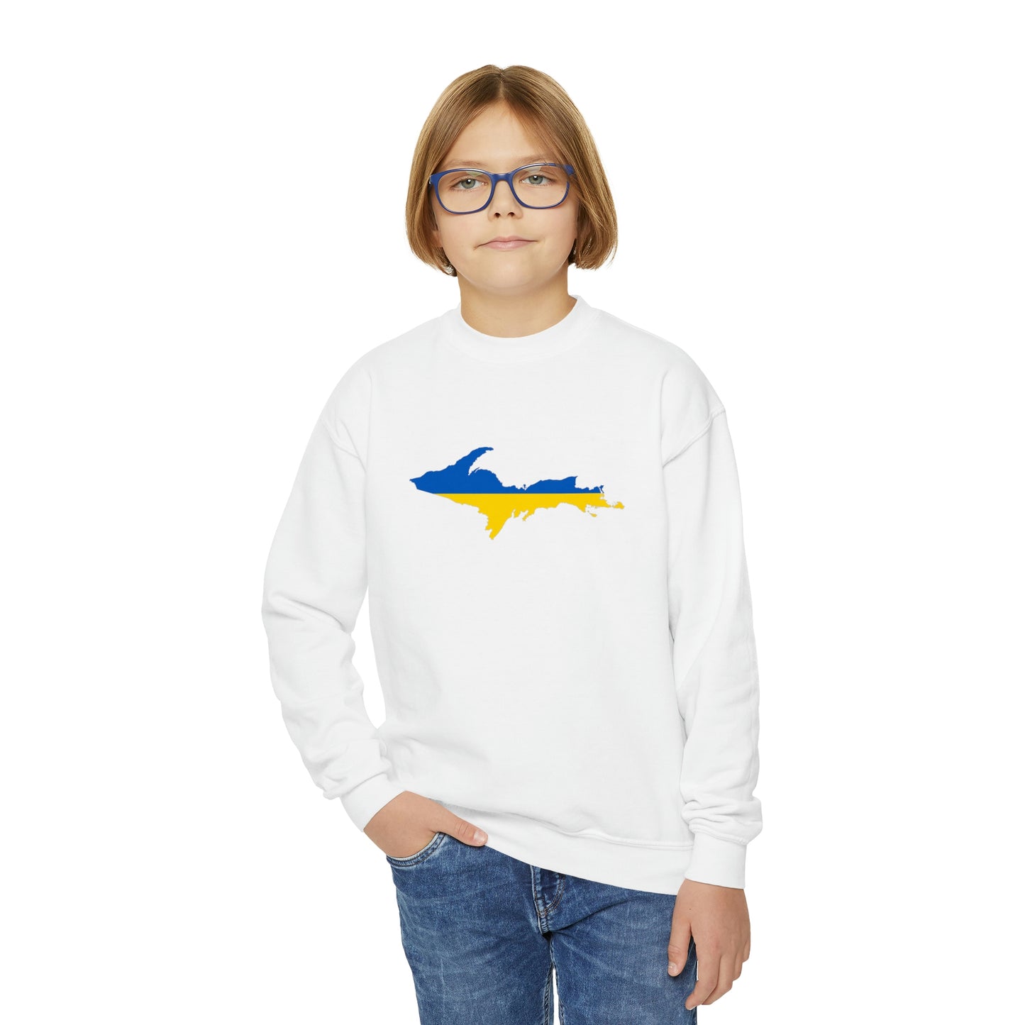 Michigan Upper Peninsula Youth Sweatshirt (w/ UP Ukraine Flag Outline)