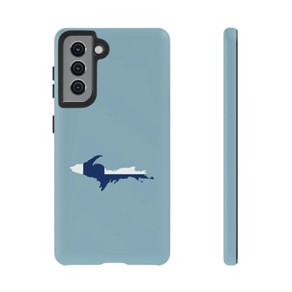 Michigan Upper Peninsula Tough Phone Case (Opal Blue w/ UP Finland Flag Outline) | Samsung & Pixel Android