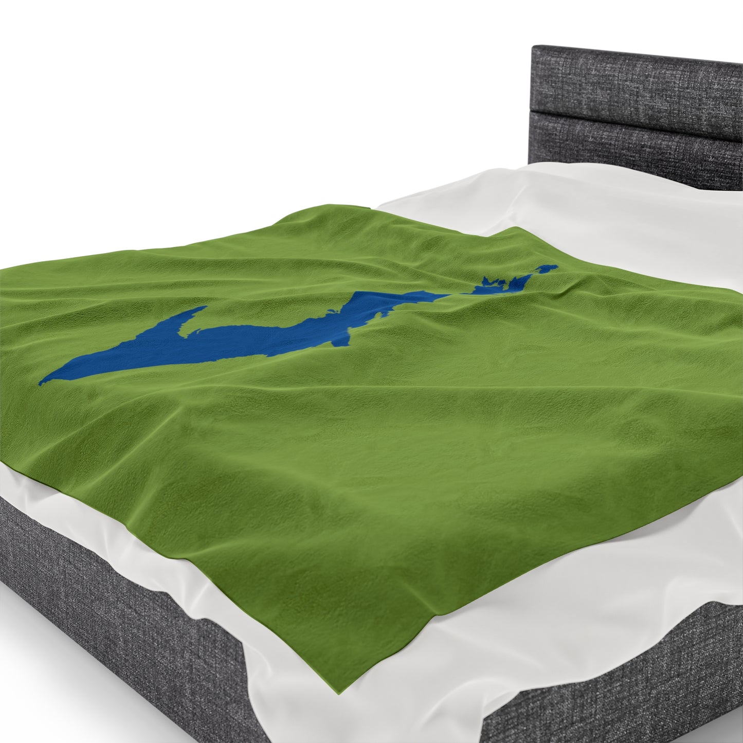 Michigan Upper Peninsula Plush Blanket (w/ Azure UP Outline) | Gooseberry Green