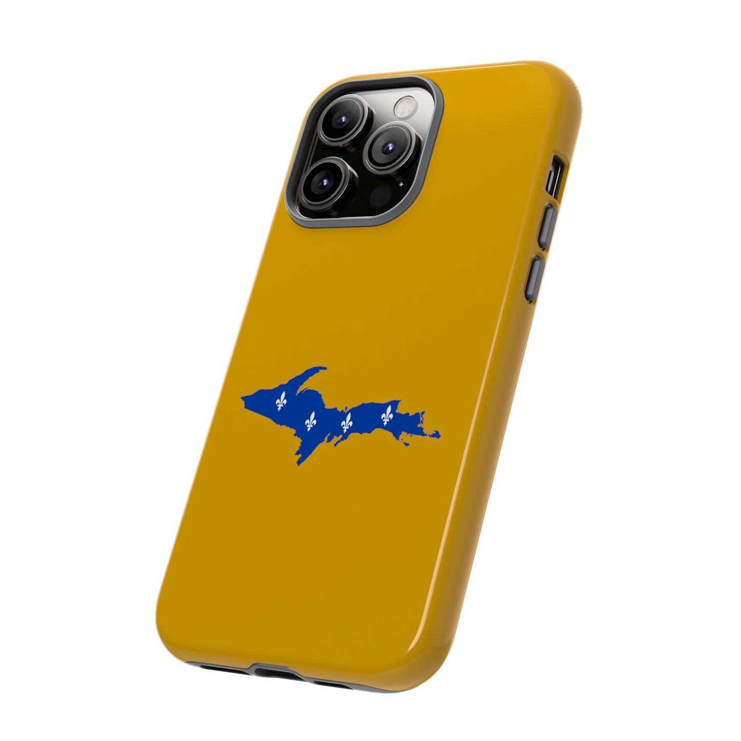 Michigan Upper Peninsula Tough Phone Case (Gold w/ UP Quebec Flag Outline) | Apple iPhone