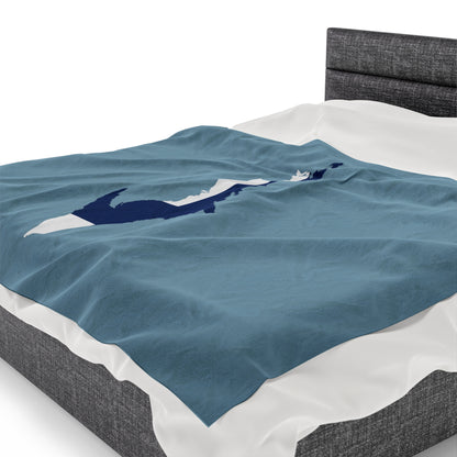 Michigan Upper Peninsula Plush Blanket (w/ UP Finland Flag Outline) | Opal Blue