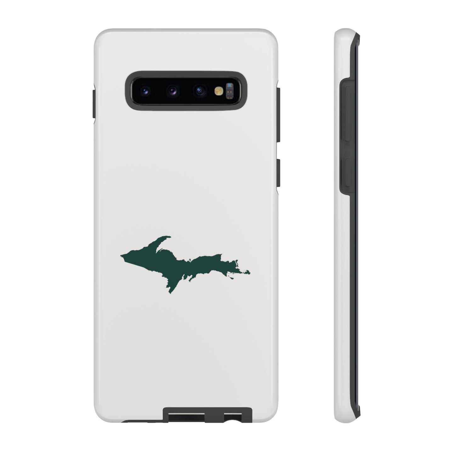 Michigan Upper Peninsula Tough Phone Case (Birch Bark White w/ Green UP Outline) | Samsung & Pixel Android