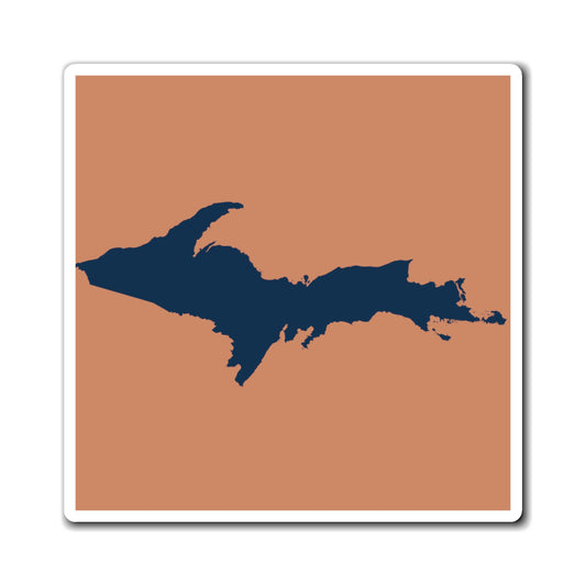 Michigan Upper Peninsula Square Magnet (Copper Color w/ Navy UP Outline)