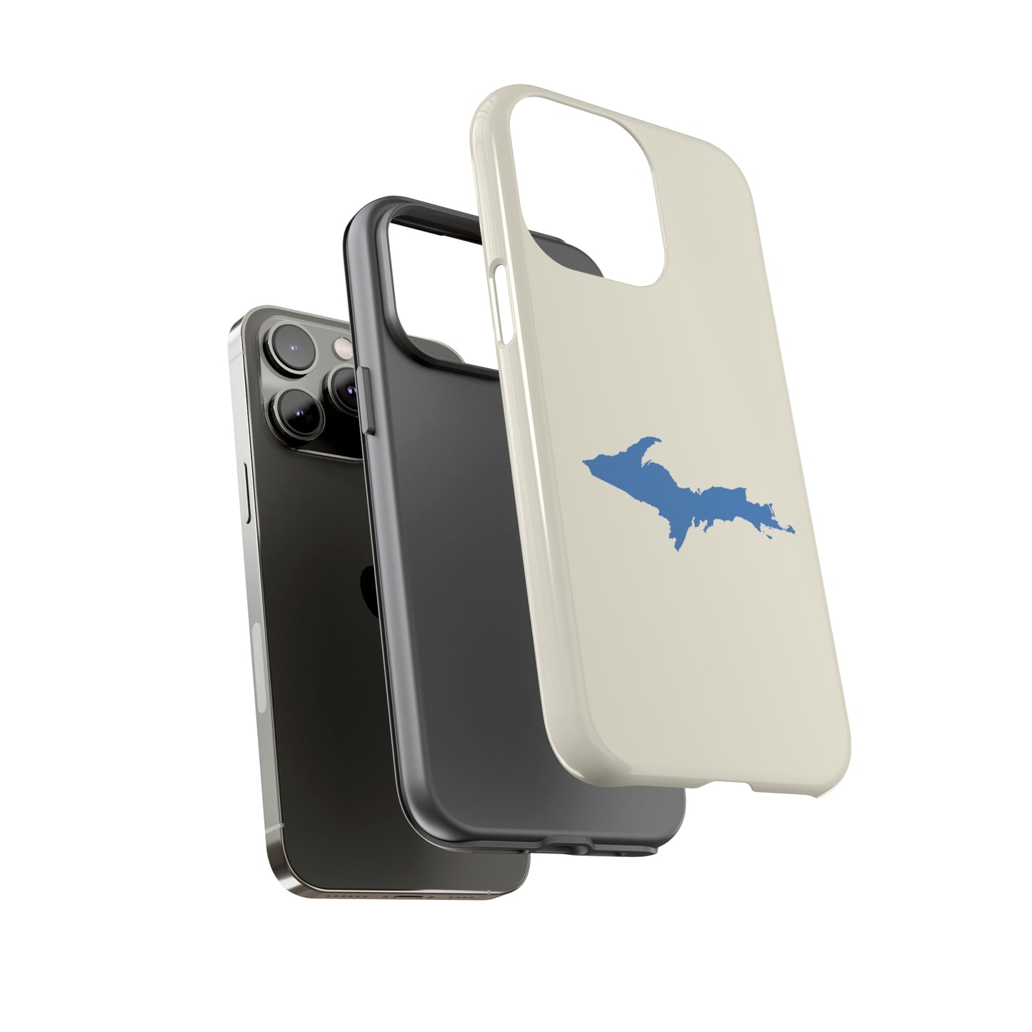 Michigan Upper Peninsula Tough Phone Case (Ivory Color w/ Azure UP Outline) | Apple iPhone