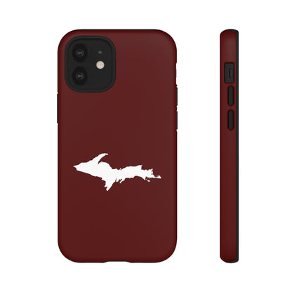 Michigan Upper Peninsula Tough Phone Case (Cherrywood Red w/ UP Outline) | Apple iPhone