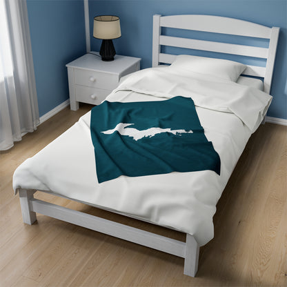 Michigan Upper Peninsula Plush Blanket (w/ UP Outline) | Auburn Hills Teal