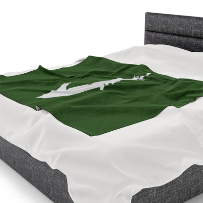 Michigan Upper Peninsula Plush Blanket (w/ UP Outline) | Pine Green