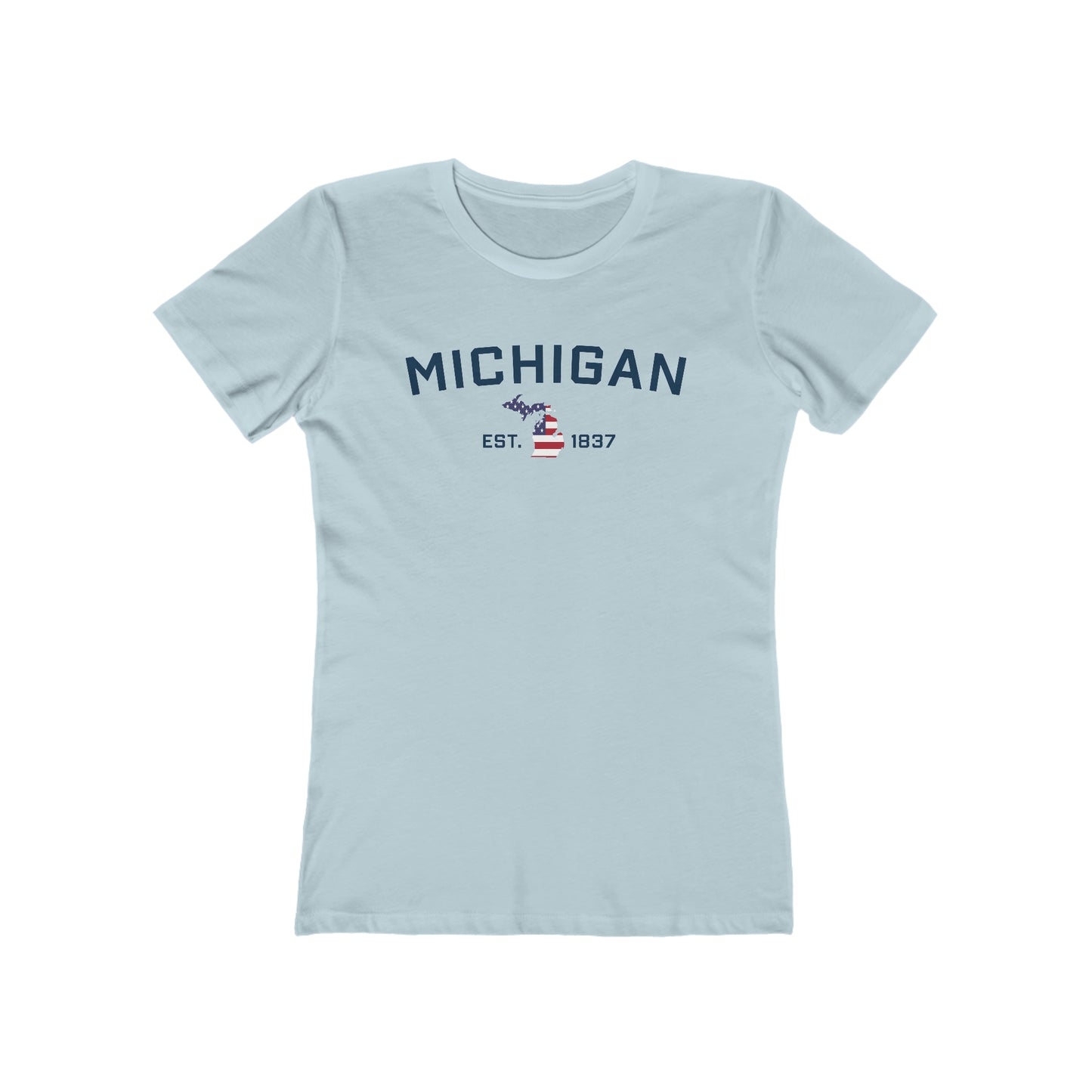 'Michigan EST 1837' (w/USA Flag Outline) | Women's Boyfriend Cut