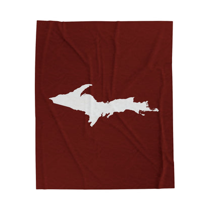 Michigan Upper Peninsula Plush Blanket (w/ UP Outline) | Traverse Cherry Red