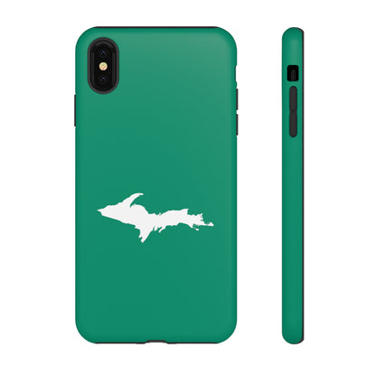 Michigan Upper Peninsula Tough Phone Case (Emerald Green w/ UP Outline) | Apple iPhone