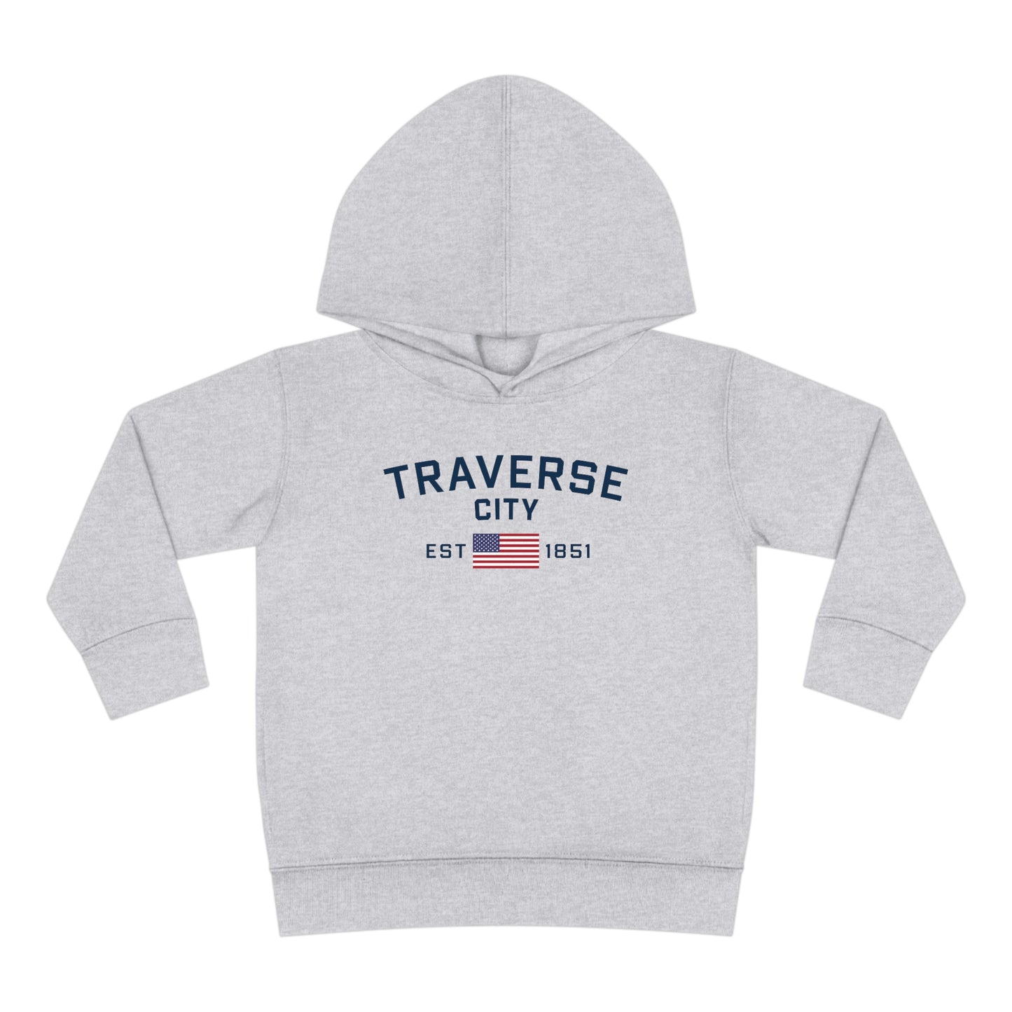 'Traverse City EST 1851' Hoodie (w/USA Flag Outline) | Unisex Toddler