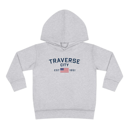 'Traverse City EST 1851' Hoodie (w/USA Flag Outline) | Unisex Toddler