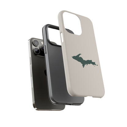 Michigan Upper Peninsula Tough Phone Case (Canvas Color w/ Green UP Outline) | Apple iPhone