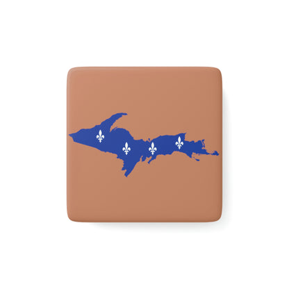 Michigan Upper Peninsula Porcelain Magnet (Copper Color w/ UP Quebec Flag Outline)