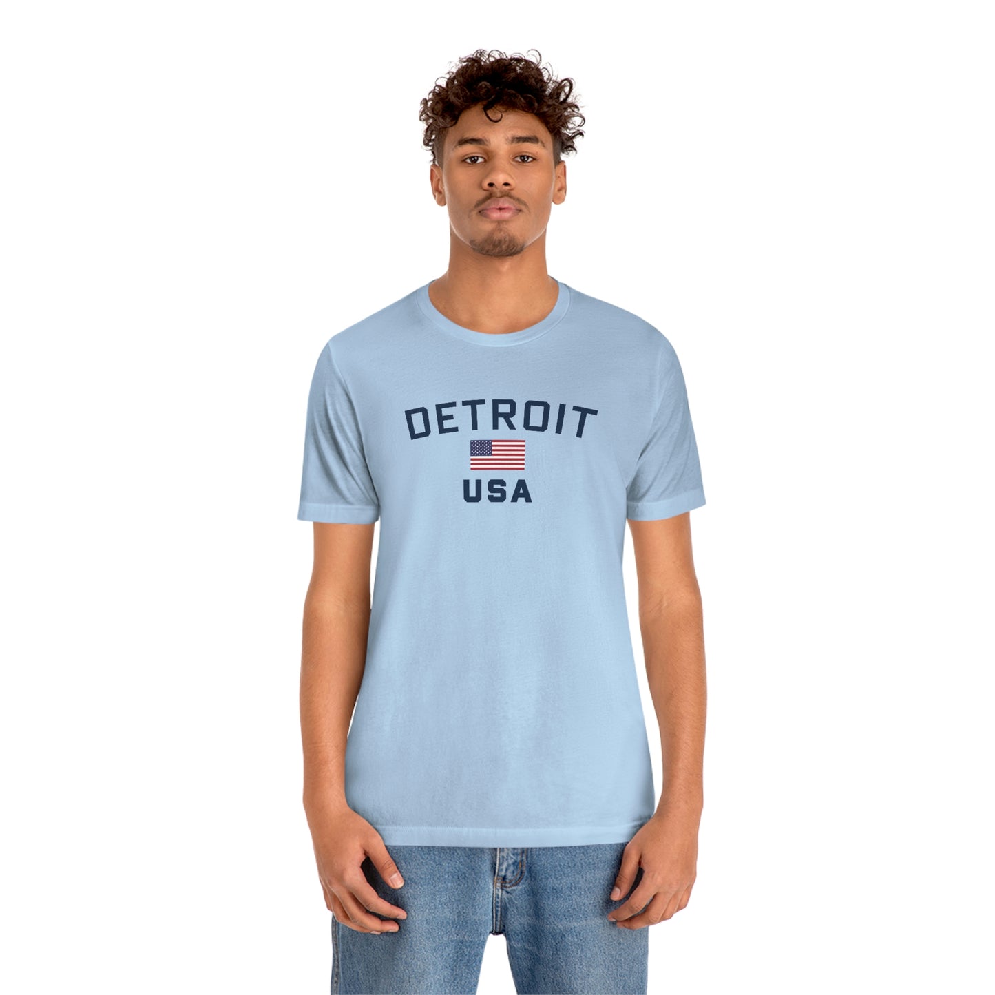 'Detroit USA' T-Shirt (w/ USA Flag Outline) | Unisex Standard Fit