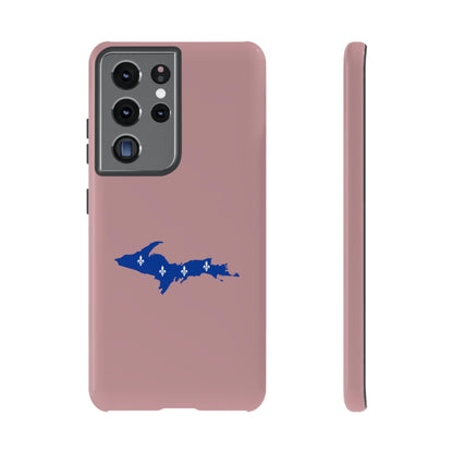 Michigan Upper Peninsula Tough Phone Case (Cherry Blossom Pink w/ UP Quebec Flag Outline) | Samsung & Pixel Android