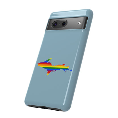 Michigan Upper Peninsula Tough Phone Case (Opal Blue w/ UP Pride Flag Outline) | Samsung & Pixel Android