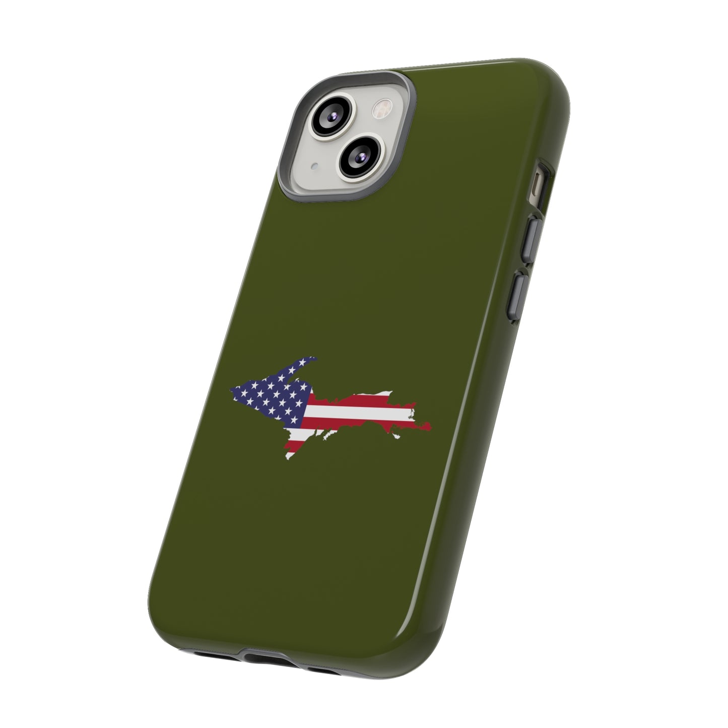 Michigan Upper Peninsula Tough Phone Case (Army Green w/ UP USA Outline) | Apple iPhone