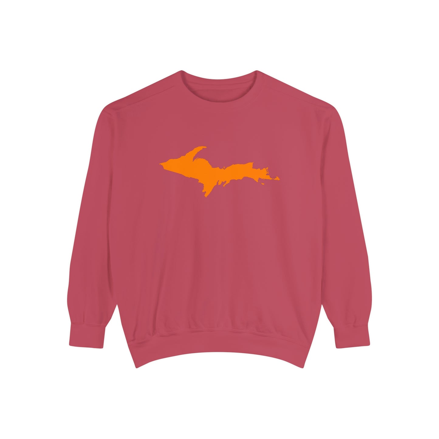 Michigan Upper Peninsula Sweatshirt (w/ Orange UP Outline) | Unisex Garment Dyed