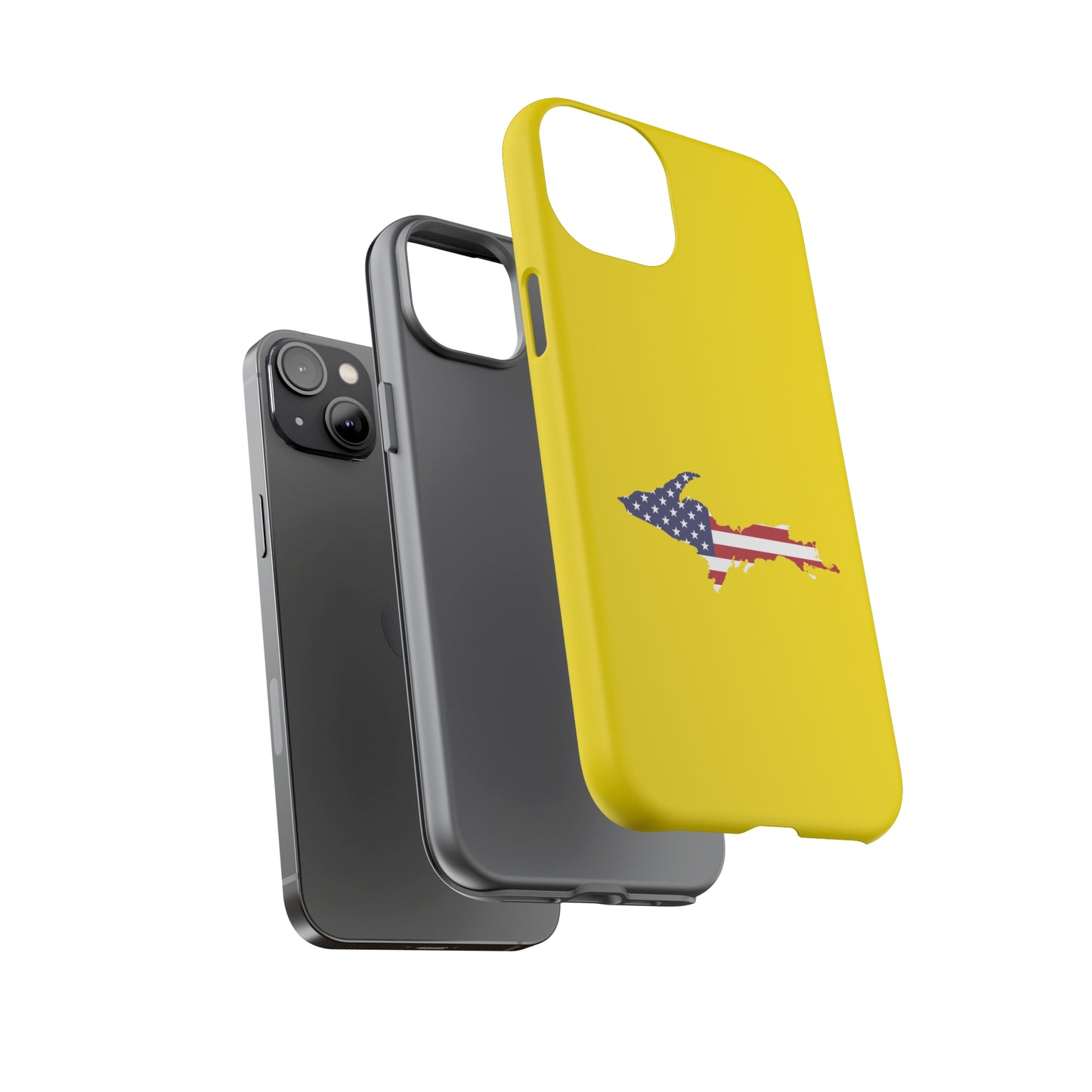 Michigan Upper Peninsula Tough Phone Case (Gadsden Yellow w/ UP USA Outline) | Apple iPhone