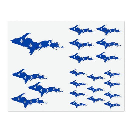 Michigan Upper Peninsula Sticker Sheet (w/ UP Quebec Flag Outline) | US Letter Size