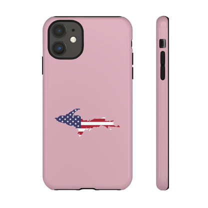 Michigan Upper Peninsula Tough Phone Case (Pink w/ UP USA Flag Outline) | Apple iPhone